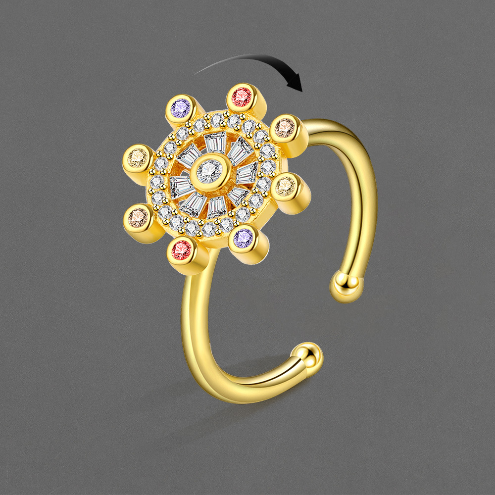 跨境电商爆款时来运转戒指女个性时尚可转动船舵旋转戒指厂家直销