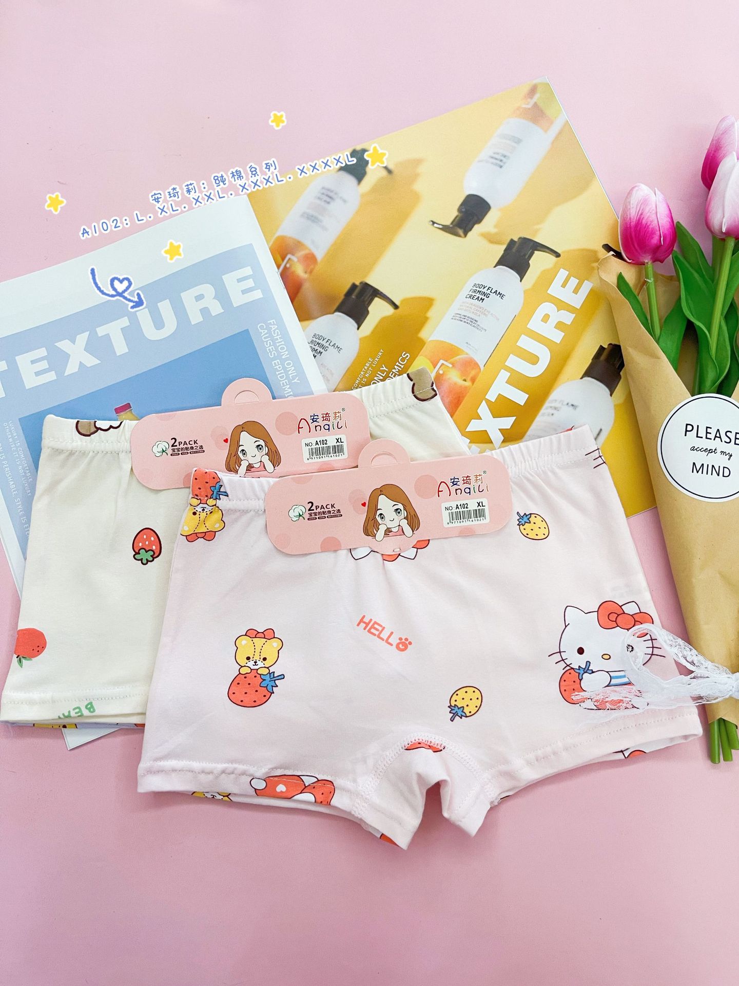 女童可爱满花平角内裤宝宝婴儿四角裤儿童女孩短裤柔软棉女童内裤