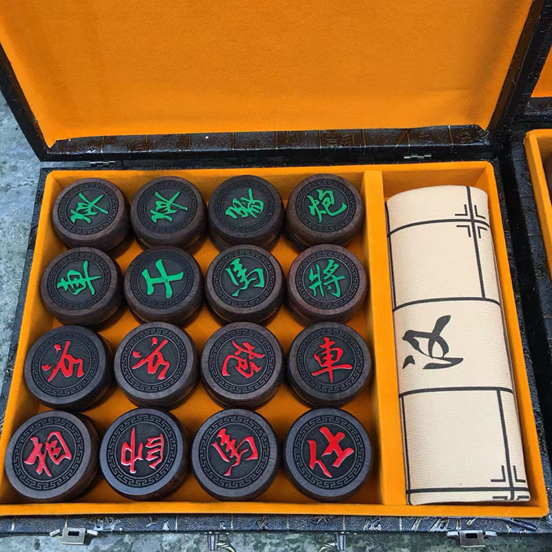 礼盒黑檀中国象棋 diy实木皮革棋盘儿童成人礼高档便携式送礼佳品