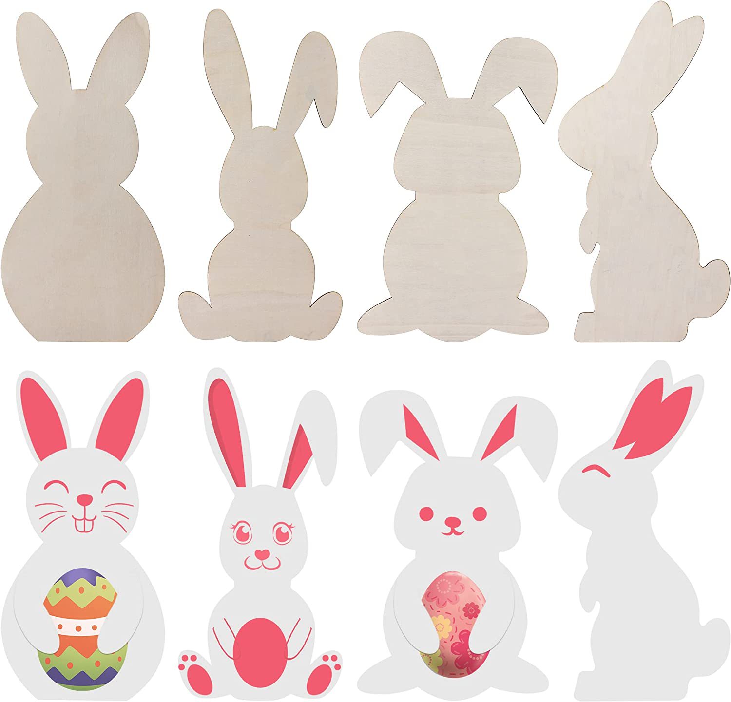 木制兔子镂空空白兔子木片用于复活节春季家居装饰 diy工艺品绘画