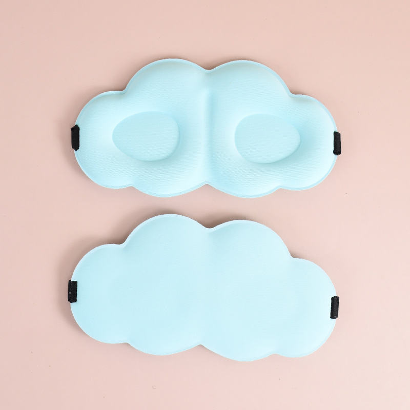 Cross-Border New Arrival 3D Cloud Sleeping Eye Mask Cute Shading and Ventilation Macaron Double-Sided Ice Silk Eye Mask in Stock