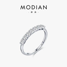 摩典S925纯银高级感戒指女小众设计排钻食指轻奢戒指女潮时尚个性
