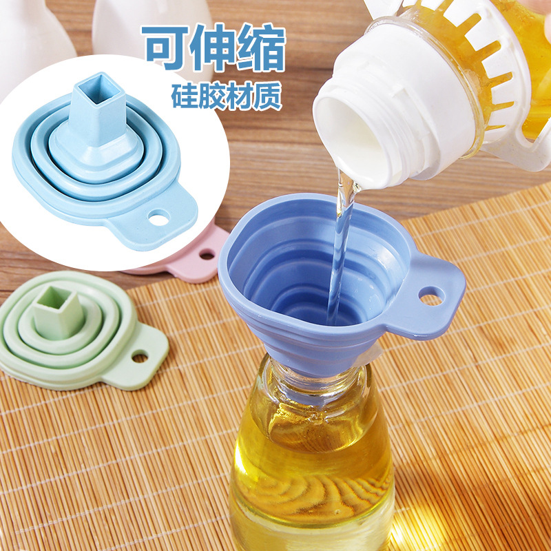 Creative Folding Mini Retractable Funnel Kitchen Supplies Silicone Funnel Household Liquid Sub-Packaging Oil Funnel Oiler Drain