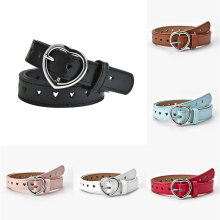 Children Belt Kids Cute Peach Heart Buckle Faux Leather Belt