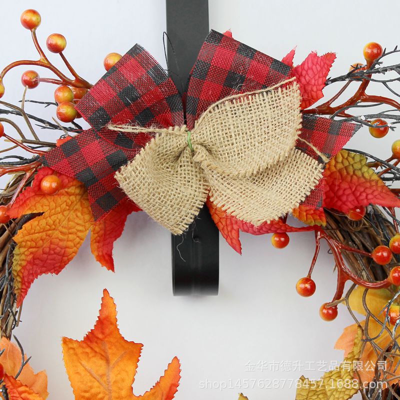 DSEN 20.22 Million Holy Festival Harvest Festival Decorations Pumpkin Berry Maple Leaf Bow Vine Ring Garland Door Hanging