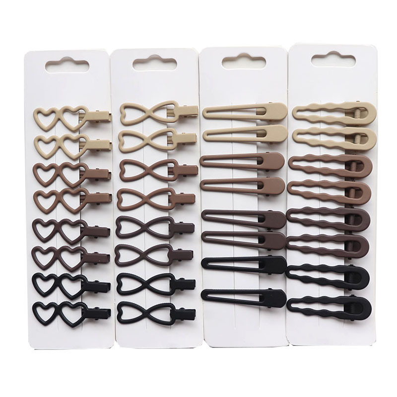 8 Coffee Color Series Simple and Seamless Duckbill Clip Shredded Hair Bangs Clip Headdress Hairpin Side Hair Clip Bar Shaped Clip