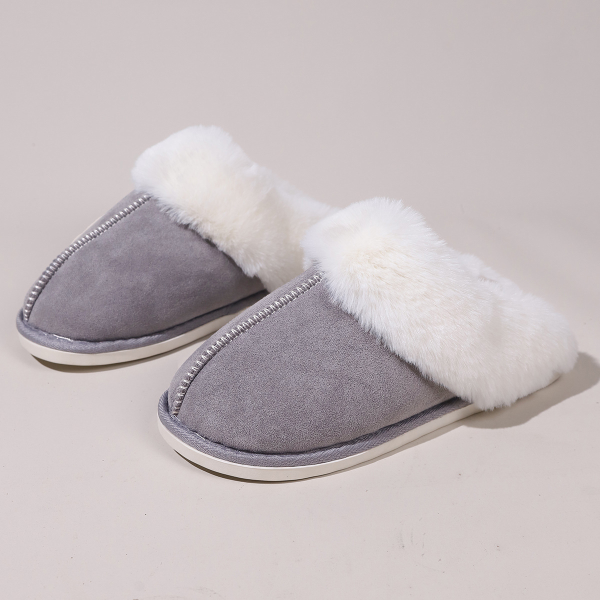 Spring Home Cotton Slippers Women's Korean-Style Cotton Slippers Indoor Home Cross-Border in Stock Non-Slip Neutral Slippers