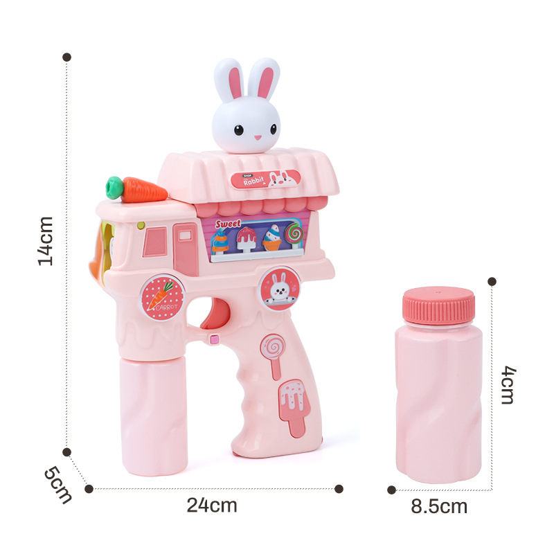Children's Automatic Bubble Blowing Machine Electric Lamplight Music One-Click Bubble Handheld Bubble Gun Outdoor Toys
