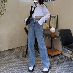 白色牛仔裤阔腿长裤搭配