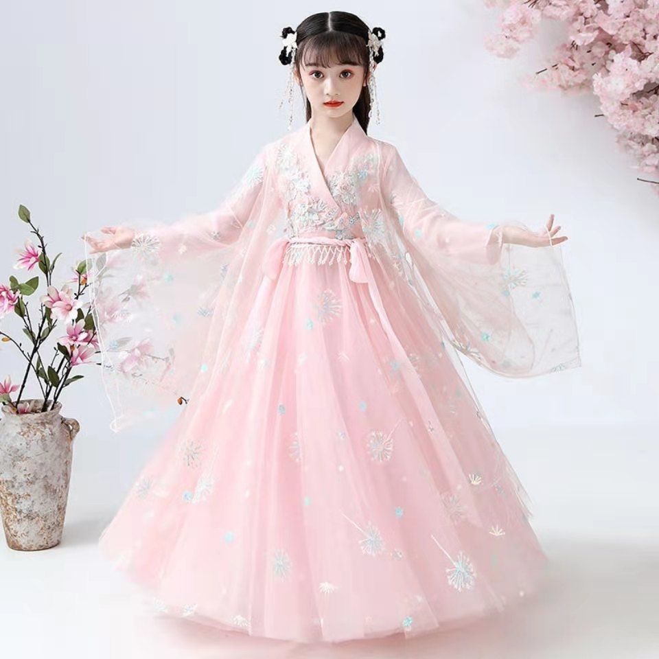 汉服儿童公主裙超仙女童汉服2021秋冬新款古装小学生仙气古风襦裙