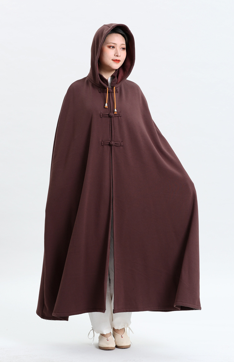 秋冬季精梳棉加绒打坐披风禅修斗篷无袖打坐服居士服僧服复古国风