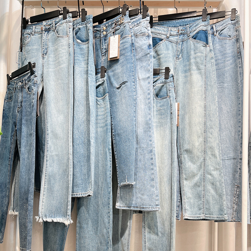 蓝鲸牛仔裤品牌折扣女装批发撤柜女装尾单清货衣服十三行一手货源