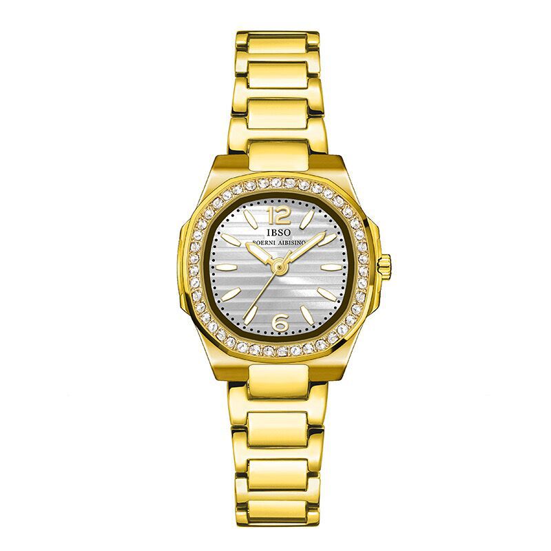 ibso爱彼思诺小众轻奢金色手表女士方形ins风小香风抖音直播爆款
