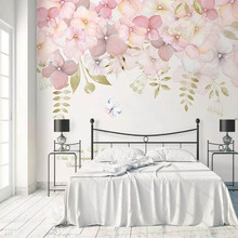 3d北欧唯美手绘田园花卉客厅沙发卧室书房电视背景墙壁画墙纸墙布