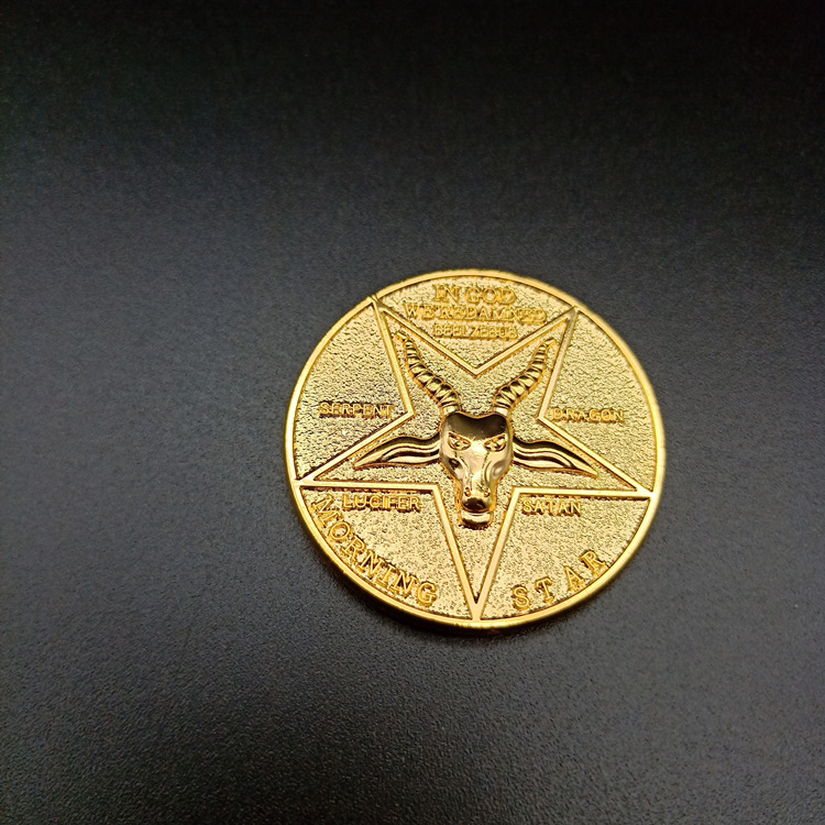 跨境速卖通现货路西法晨星撒旦五旬节硬币羊头logo纪念币生肖纪念