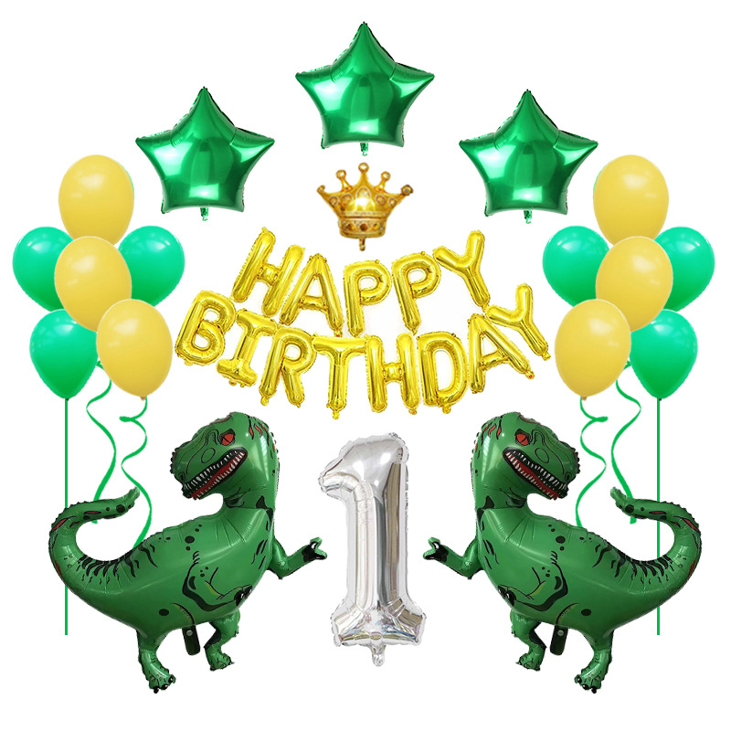 Dinosaur Balloon Set Happy Birthday Set Party Theme Decoration Background Aluminum Film Balloon