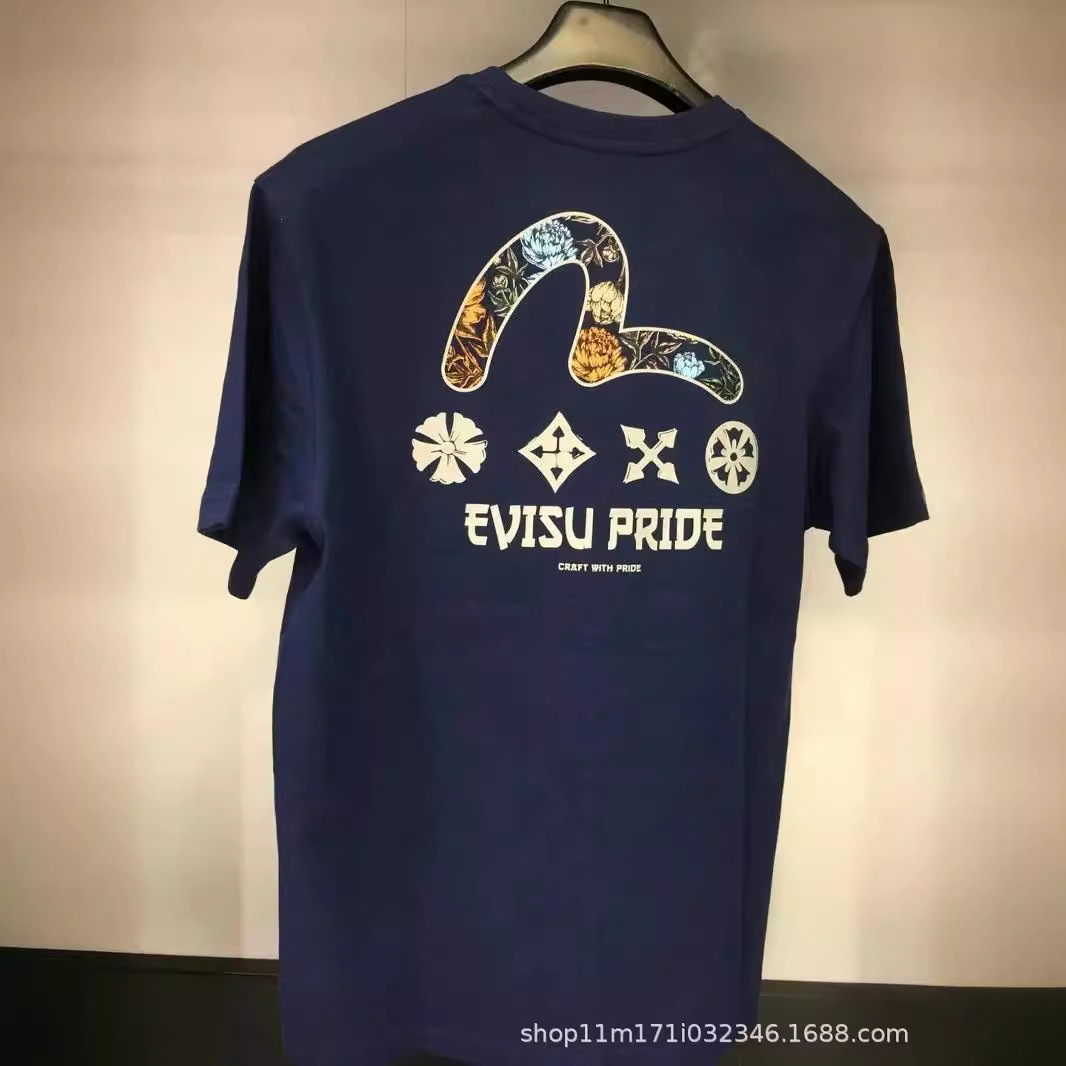一件代发evisu 福神新款男女同款标志标语印花短袖t恤-阿里巴巴