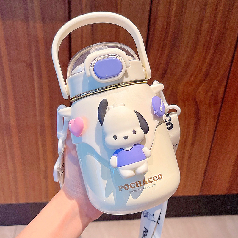 Good-looking Internet Celebrity Sanrio Joint-Name Water Cup with Adjustable Strap Cup Large Capacity Cute Girl Thermos Cup