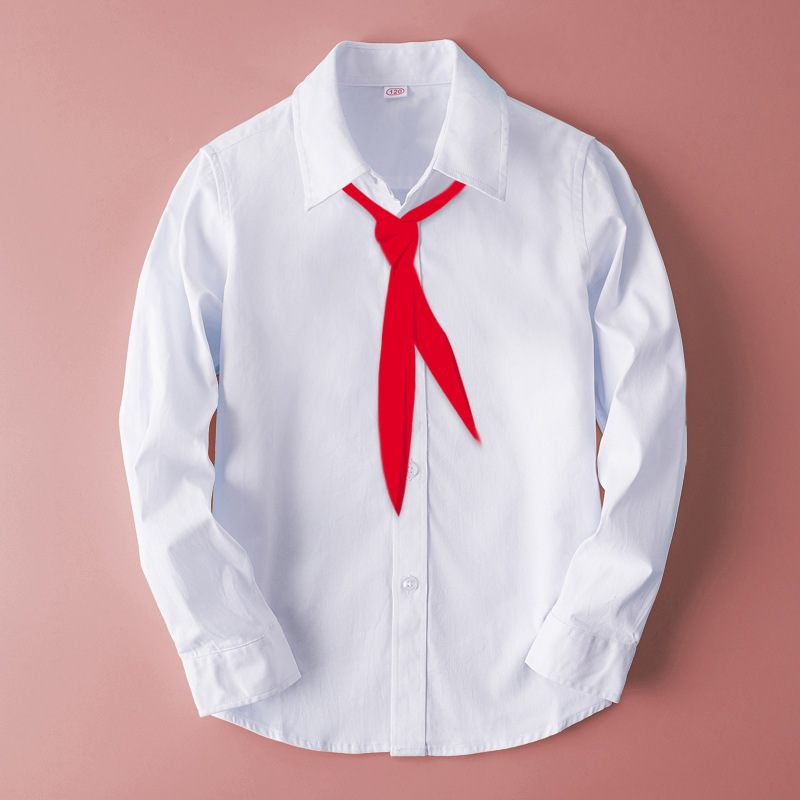 男童白衬衫长袖春秋上衣中大童学生演出童装校服儿童白色衬衣