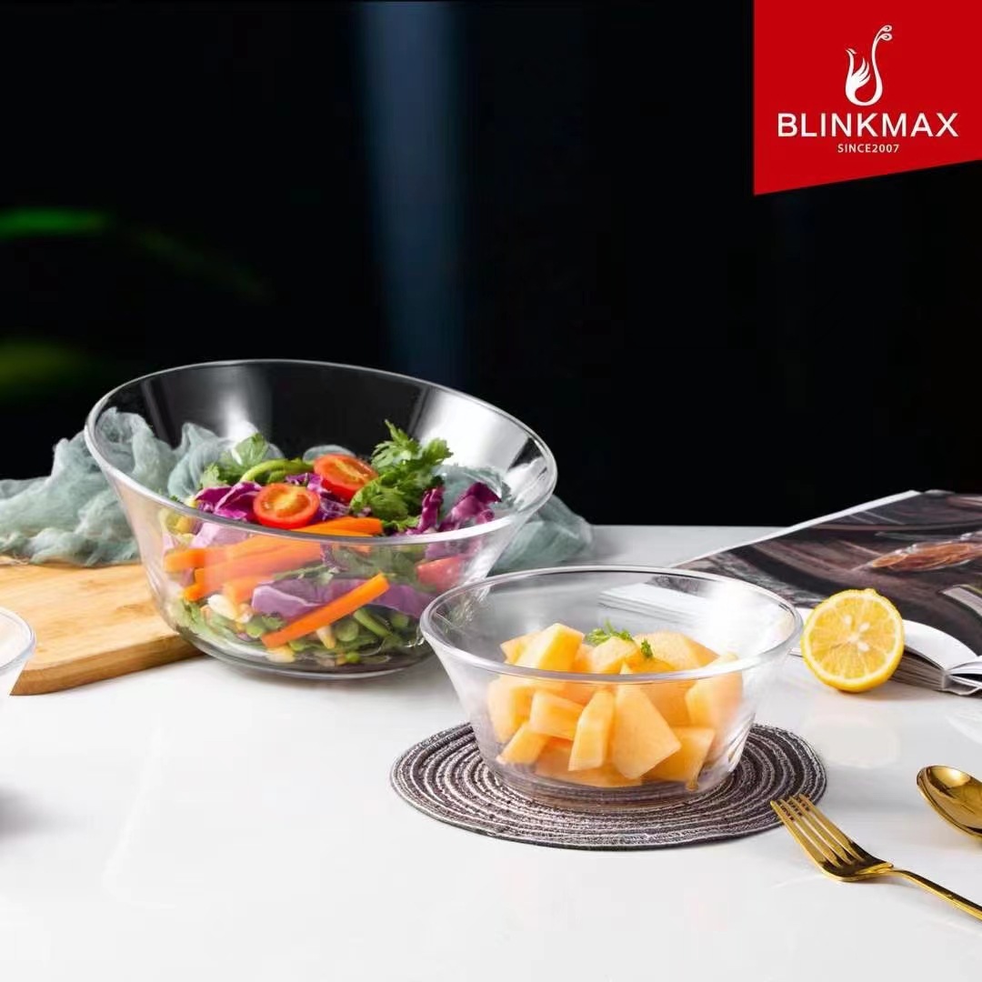 丽尊钢化玻璃碗微波炉适用沙拉碗泡面碗和面盆餐具透明耐热食品级