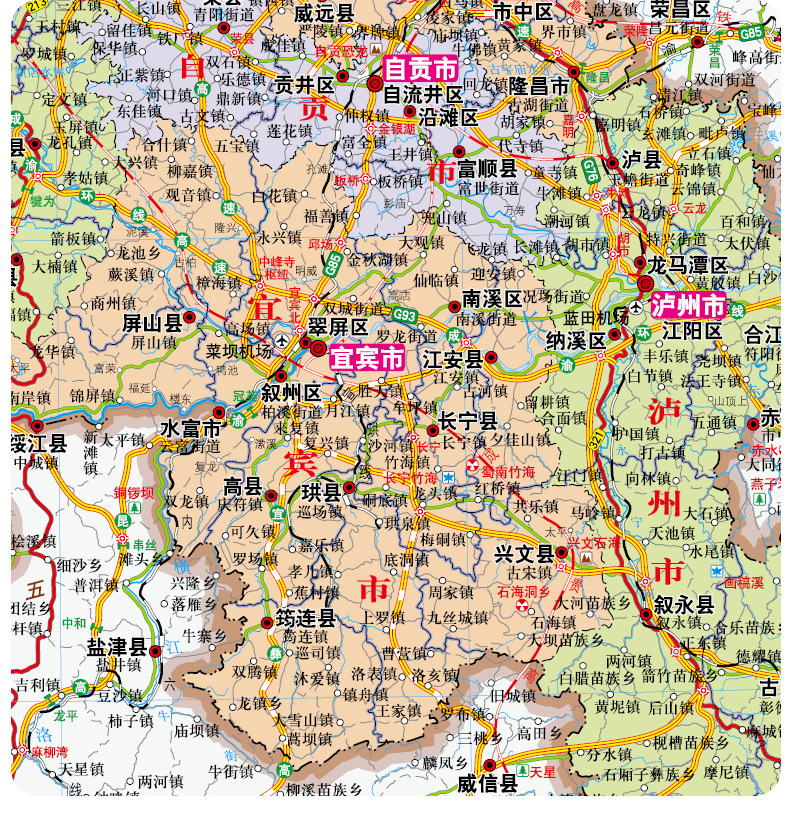 四川省地图2022年新版大尺寸106*76厘米墙贴防水高清交通旅游参考
