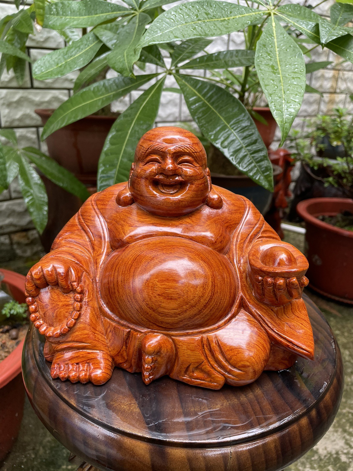 bk9k批发红木弥勒佛木雕 花梨木招财大肚笑佛客厅玄关办公室装饰