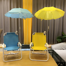 简约遮阳伞儿童沙滩椅户外便携折叠椅靠背椅简约遮阳伞海边宝宝拍