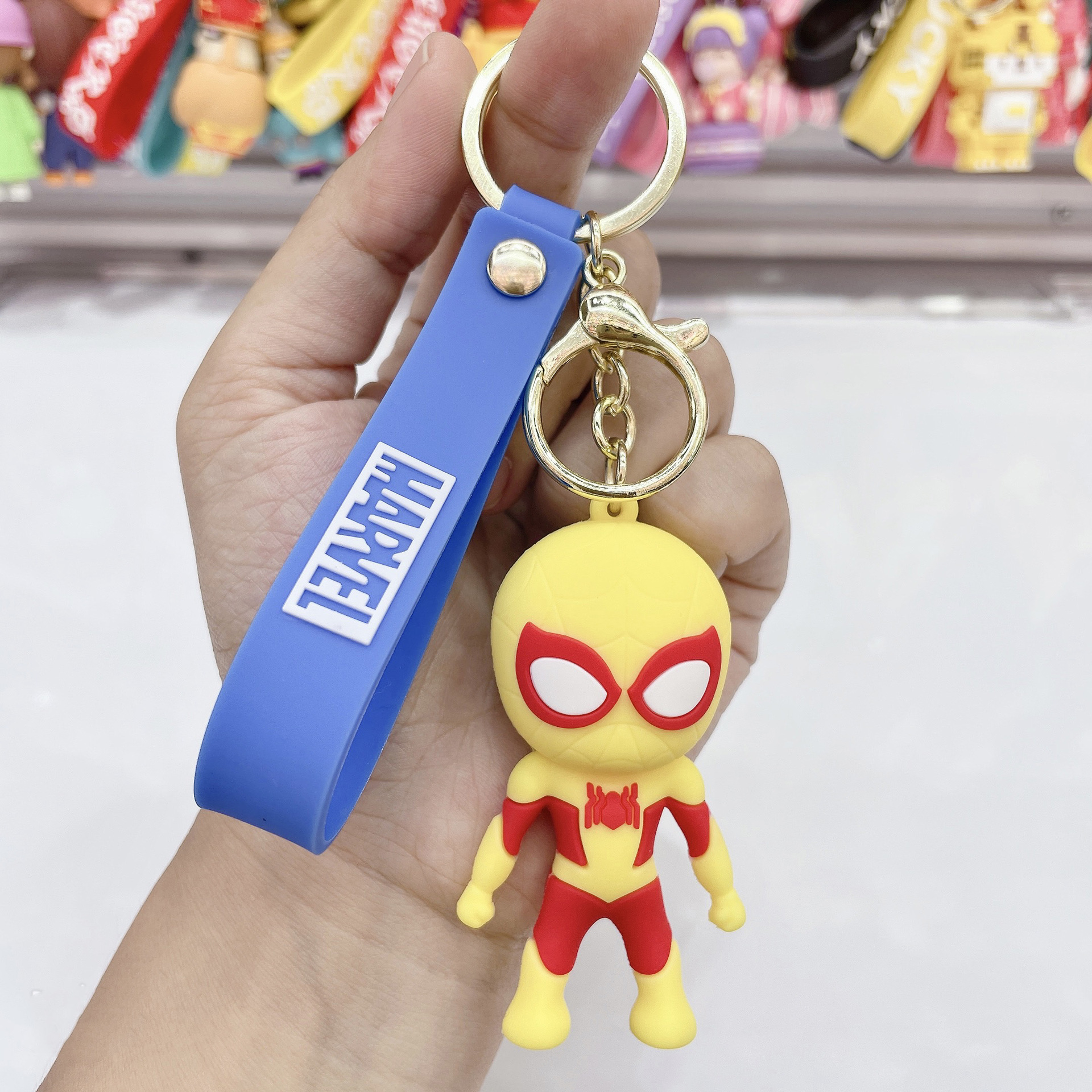 Creative Epoxy Spider-Man Doll Keychain Pendant Cartoon PVC Cars and Bags Hanging Ornament Keychain Wholesale
