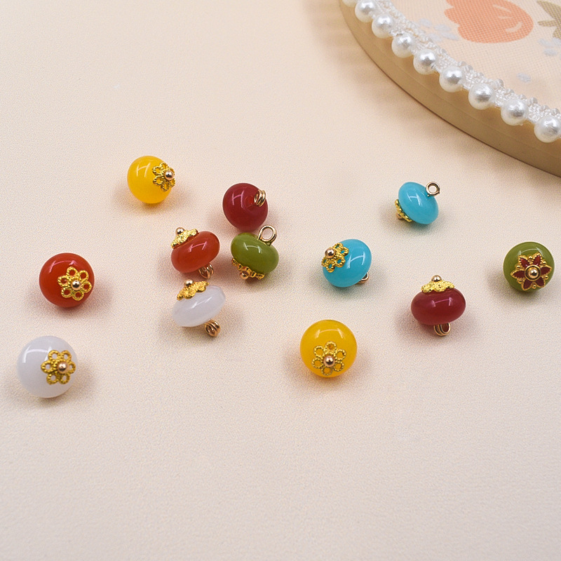 national style cheongsam round beads resin button popular bead buckle ethnic style children‘s han chinese costume button decorative buckle