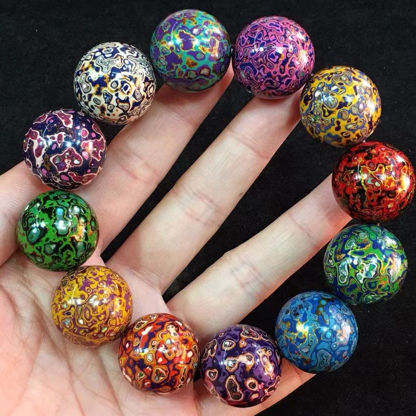 厂家批发大漆珠手串紫光檀木珠胚加大漆手串螺钿大漆珠佛珠配饰