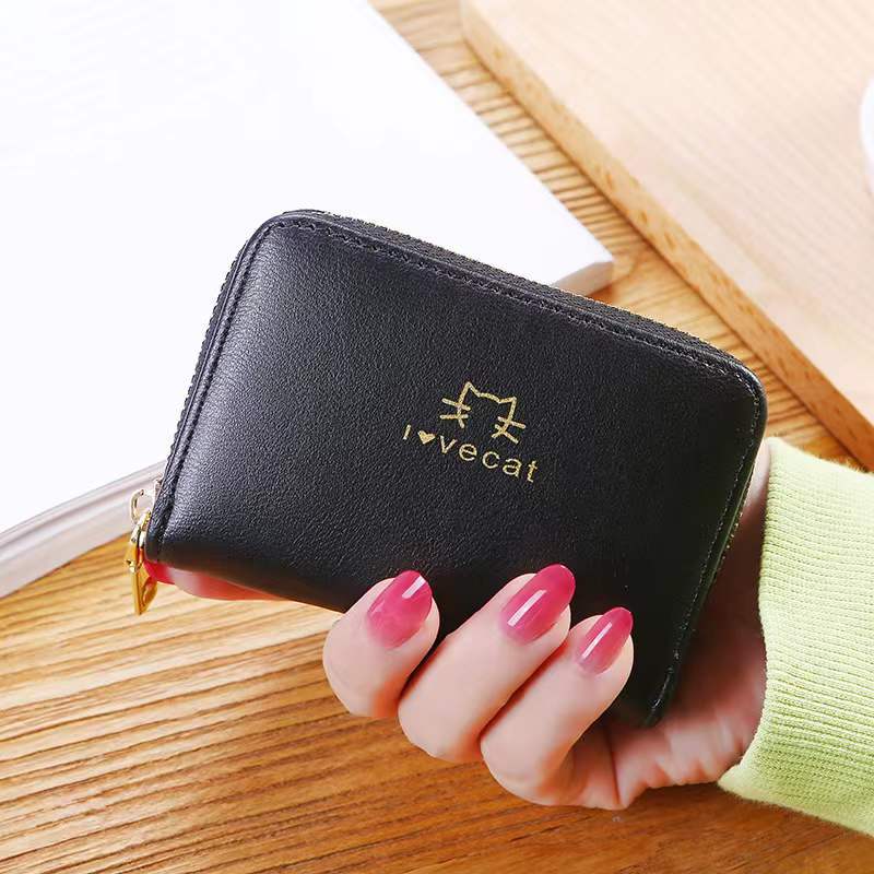 Card Holder New Simple Fashion Expanding Card Holder Women's Zipper Men's and Women's Card Holder Driver's License Package Credit Card Wallet