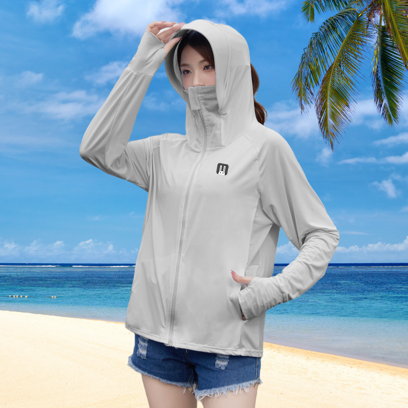 Rabbit New Ice Silk Hooded Sun-Proof Top Women's Outdoor Cycling and Driving UV-Proof Lightweight Face-Covering Thin Coat