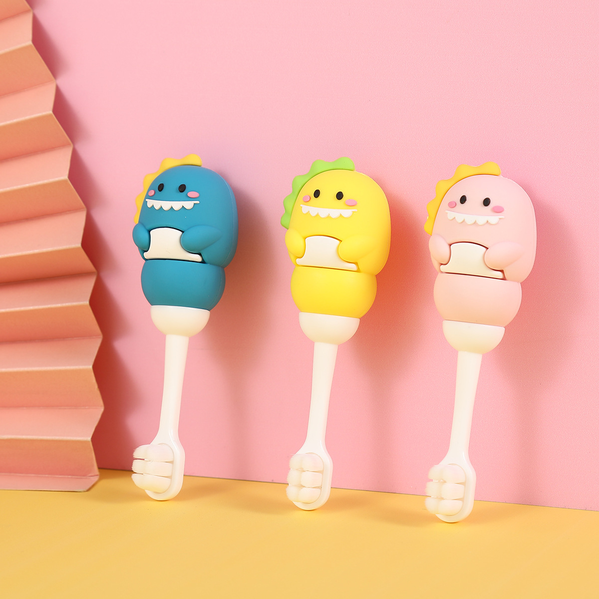 2023新品儿童婴童萌恐龙万根毛牙刷独立包装宝宝卡通防滑手柄牙刷