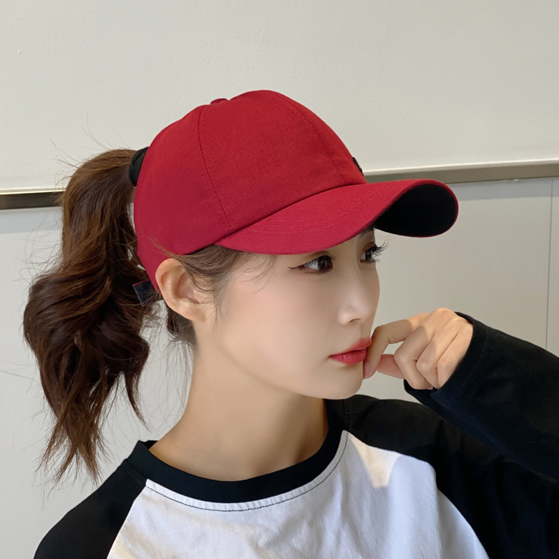 Cross-Border New Arrival Half Air Top Polyester Cotton Baseball Cap Can Tie High Ponytail Face Small Sun Hat Female Sun Protection Hat Peaked Cap