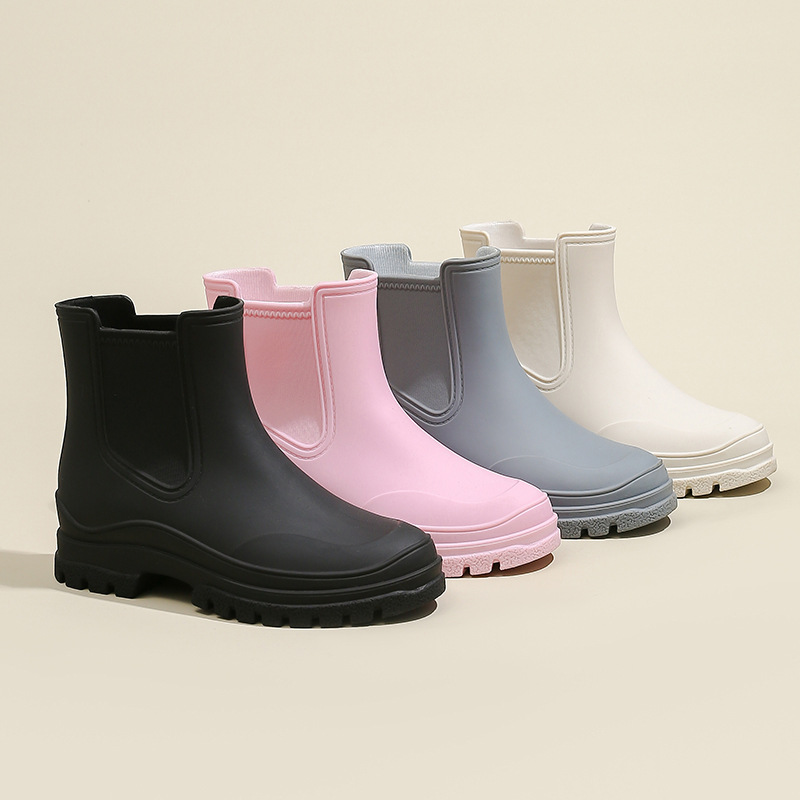 TPE Fashion Chelsea Short Rain Boots Women‘s All-Match Rain Boots Martin Boots Non-Slip Water Boots Rain Boots Adult Overshoes