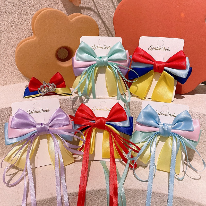 儿童白雪公主发饰可爱飘带蝴蝶结发夹女童头饰女发卡宝宝卡子配饰