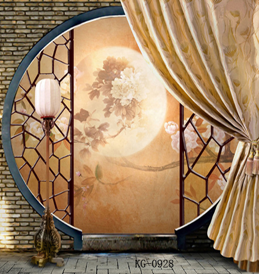 直播背景布3d立体古风古筝风室内客厅茶室办公室屏风场景墙纸