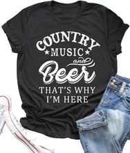 Country Music and Beer Funny Drinking Shirt for Women Summer