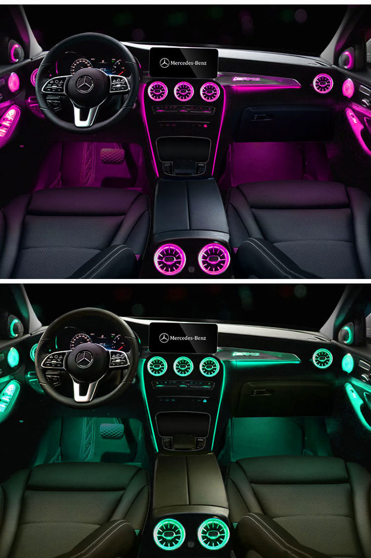 汽车氛围灯适用于奔驰新c级c260l glc e级e300l发光涡轮出风口
