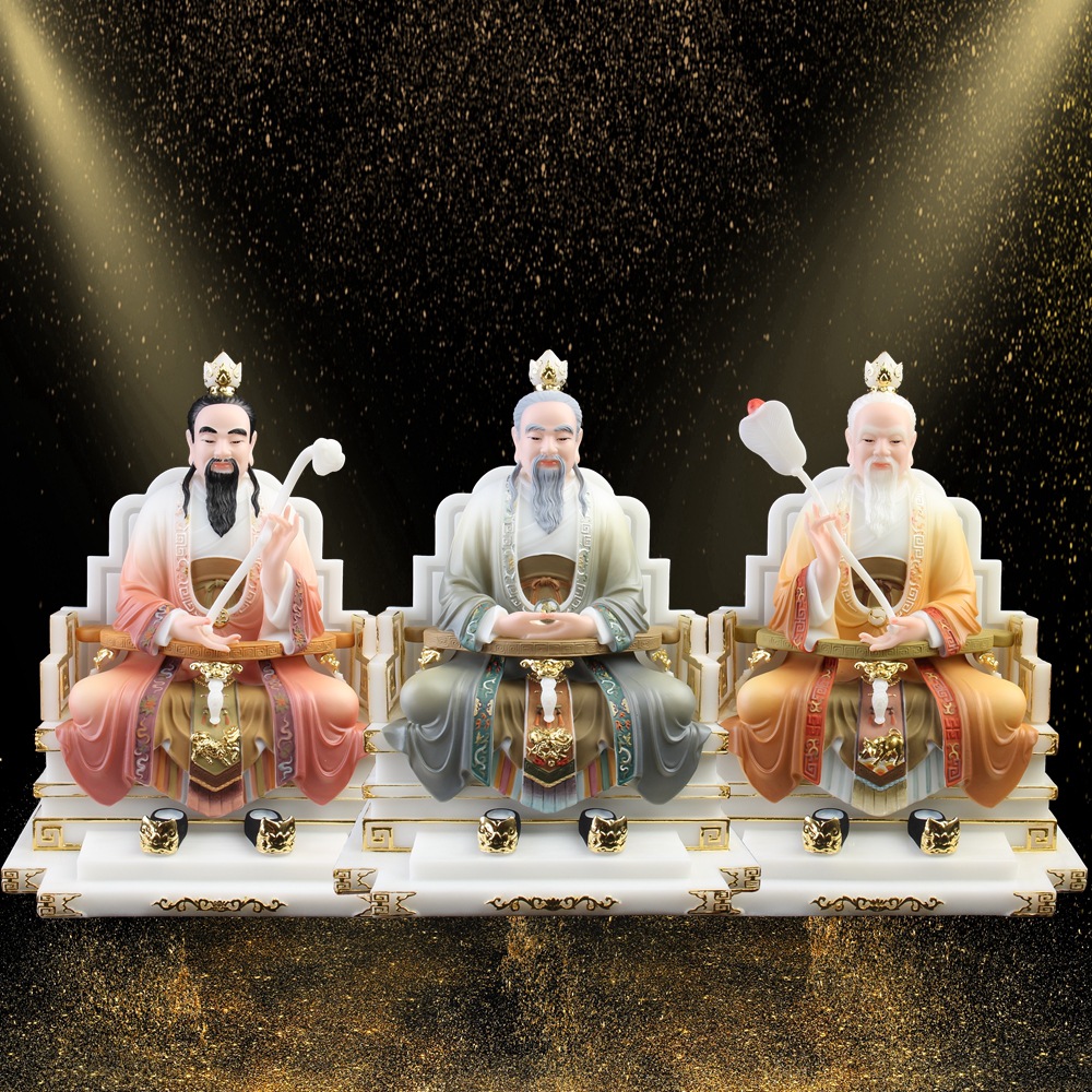 汉白玉三清神像太上老君道德宝元始天尊道祖师居家供奉家用摆件
