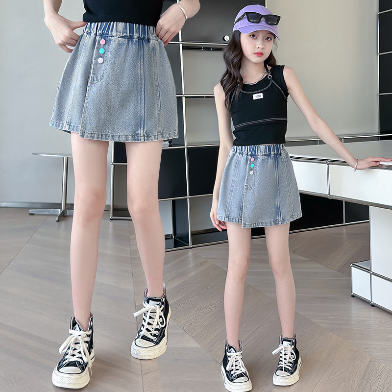 女童裤子夏装2024新款洋气儿童中大童时髦热裤韩版女孩牛仔短裤裙