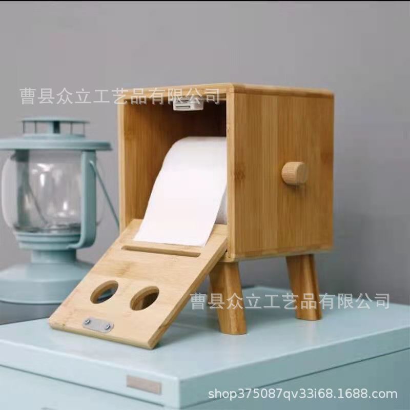 Remote Control Wooden Storage Box Production Tea Table Wooden Tissue Box Household Living Room Bathroom Chinese Wooden Roll Holder