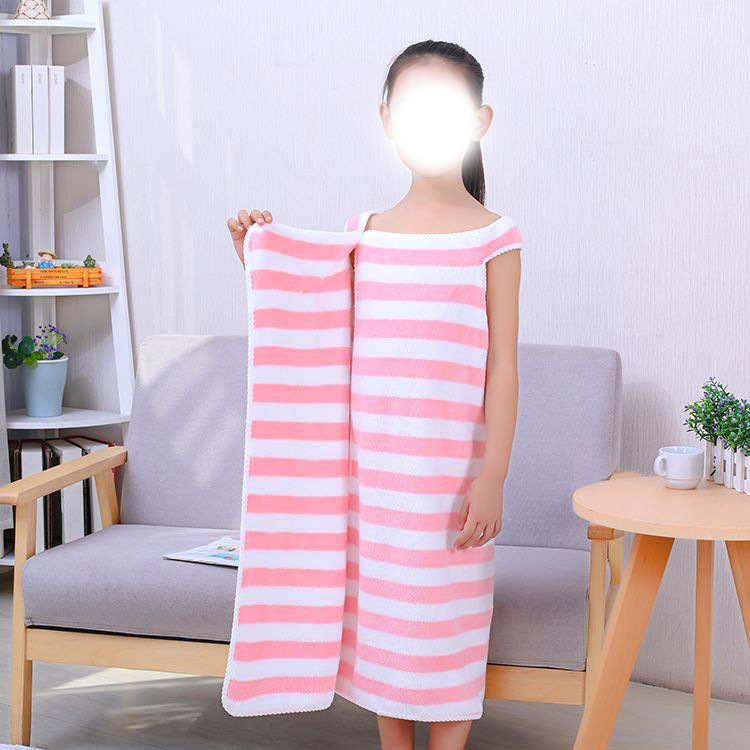 包邮儿童浴巾中大童加厚款女孩浴裙可穿洗澡比纯棉吸水不掉毛吊带