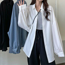 白色衬衫女学生韩版设计感小众上衣秋季新款女装长袖气质衬衣外套