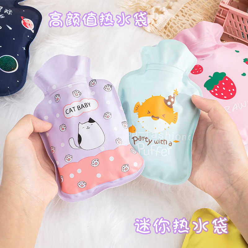 Double-Layer Flower Cloth Hot Water Injection Bag Student Cute Hand Warmer Cartoon Extra Thick Hot-Water Bag Winter Heating Pad