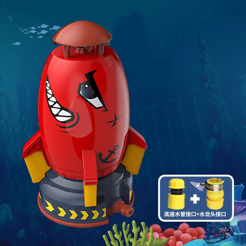 Cross-Border New Space Rocket Sprinkler Rotating Kweichow Moutai Water Playing Outdoor Water Spraying Rocket Amazon Summer Toy