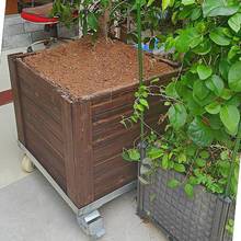 带轮户外防腐木花箱可移动庭院室外正方形碳化实木松木大花盆花槽
