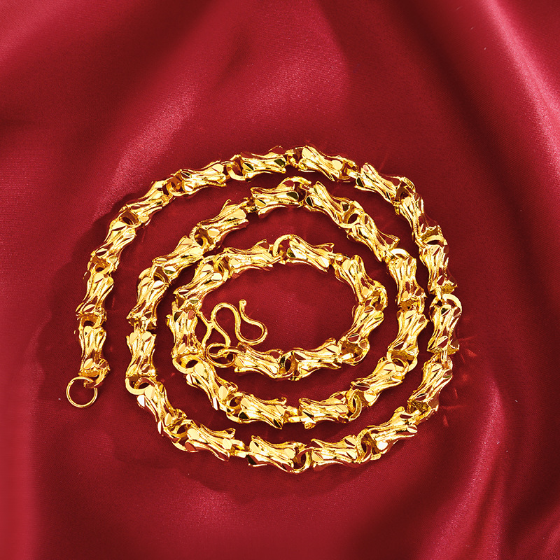 镀金饰品 男士泰国金项链 沙金首饰车花骨头项链项饰原创款式批发