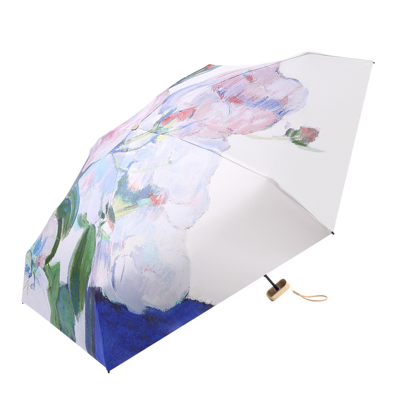 Vinyl Sun Protective UV Sun Umbrella Mini Folding Rain Full Small Convenient Capsule Sunny Rain Full Six Fold Sun Umbrella