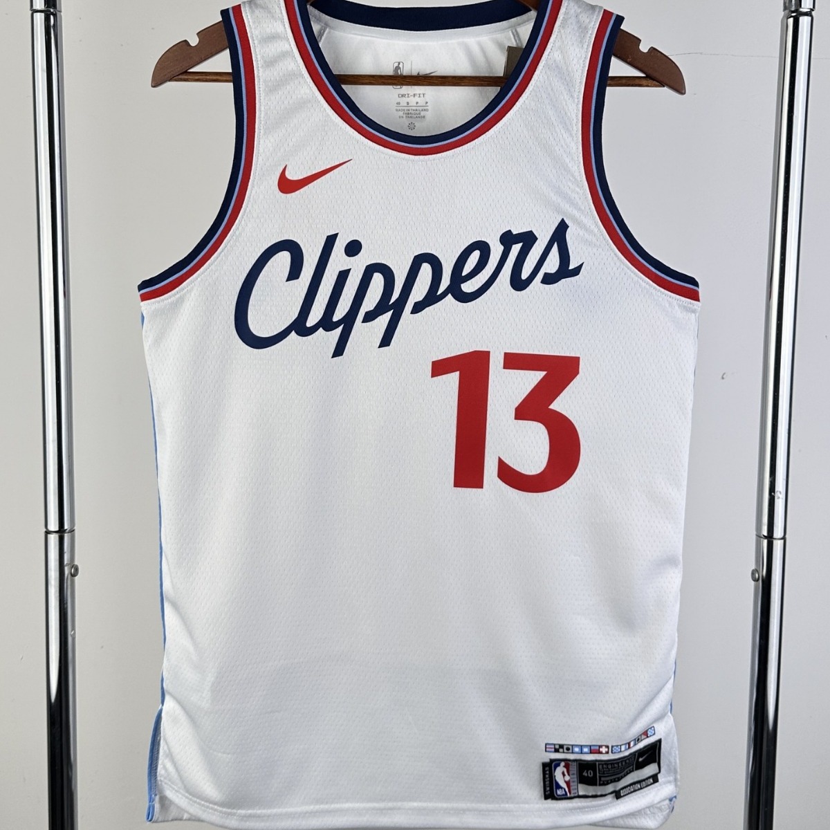 25赛季快船队主场白色13号乔治2号伦纳德1号哈登0号威少nba球衣